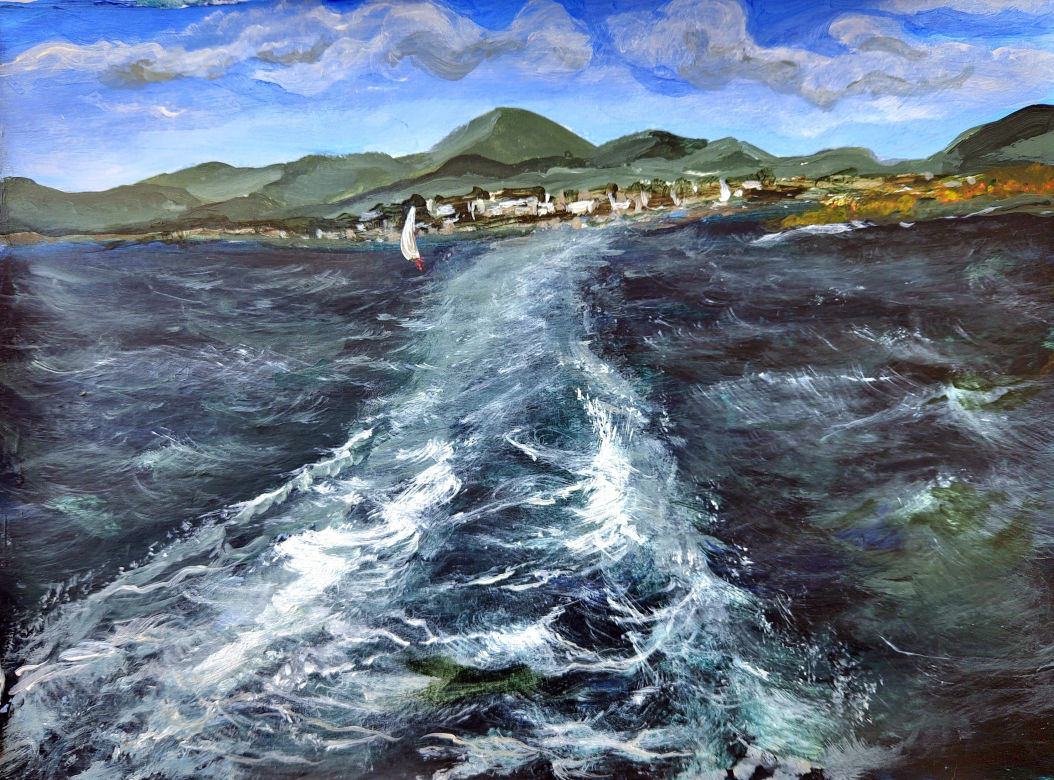 Leaving Dursey Island, Ireland, acryllic.